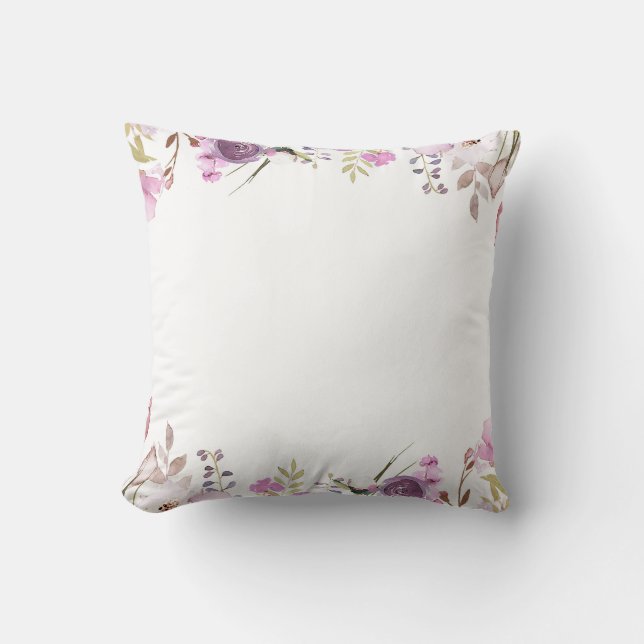 Coussin Lilas Lavande Violet Aquarelle Floral Chic (Recto)