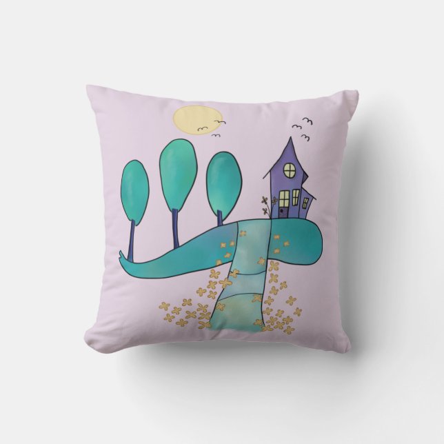 Coussin Lilas maison (Recto)