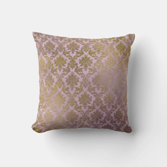 Coussin lilas vintage d'or de damassé (Recto)