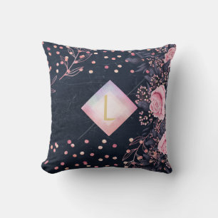 Coussin Lilibet Monogram Marine Rosegold Rose Princess Cad