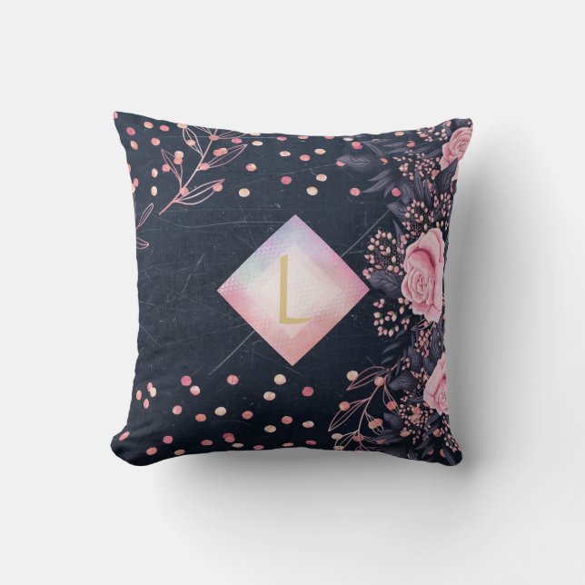 Coussin Lilibet Monogram Marine Rosegold Rose Princess Cad (Recto)
