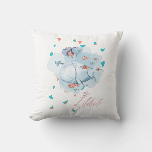 Coussin Lilibet Nommé Cadeaux de BALEINE Magique pour fill (Recto)