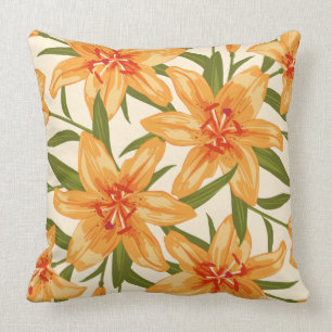 Coussin Lilies orange.Illustration Fleur