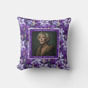 Coussin Lilies Violettes Uniques Brillent Pour L'anniversa