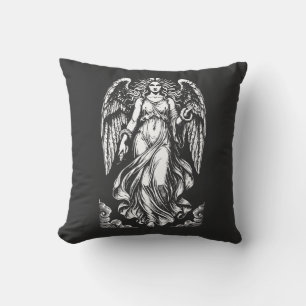 Coussin Lilith Ange Déchu avec Robes Flottantes et serpent