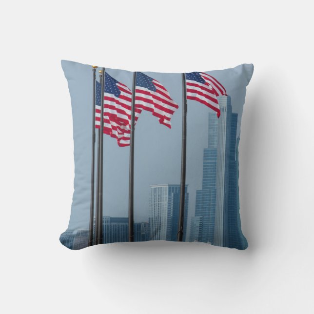 Coussin L'Illinois, Chicago. Le pilier de marine, USA (Recto)
