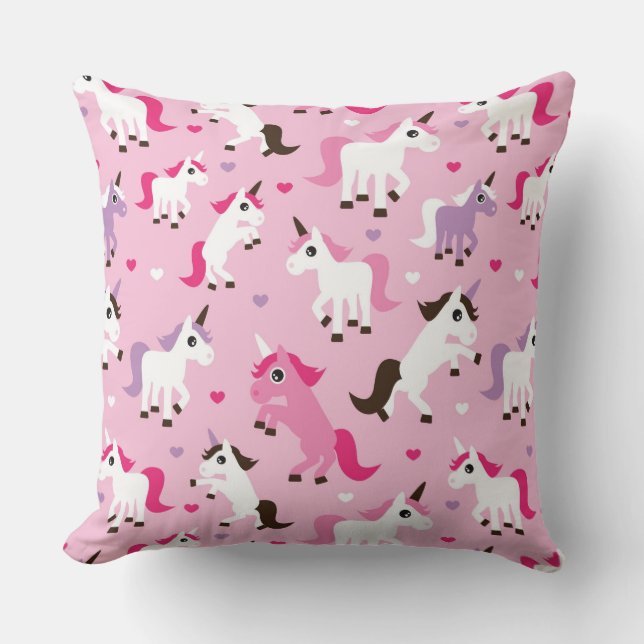 Coussin l'illustration de licorne badine l'arrière - plan (Recto)
