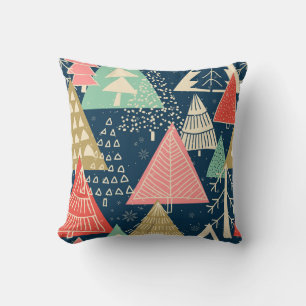 Coussin L'Illustration Festive Des Arbres De Noël.