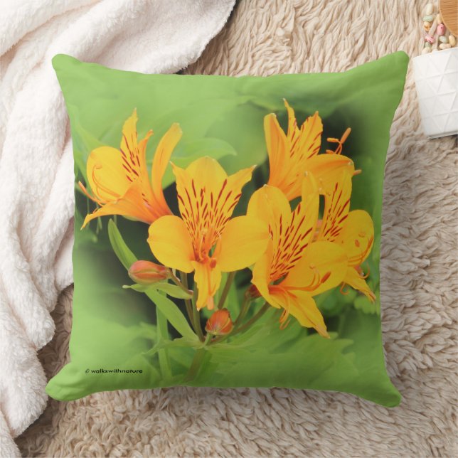 Coussin Lily élégant des Incas Alstroemeria jaune (Couverture)