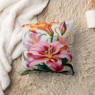 Coussin Lily fleurit sur un Arrière - plan blanc