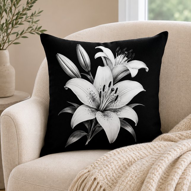 Coussin Lily monochrome (Créateur téléchargé)