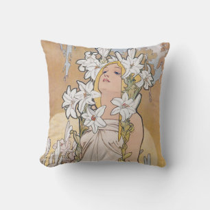 Coussin Lily (Quatre Fleurs), Alphonse Mucha