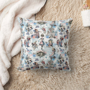 Coussin L'Imaginaire rétro des amis d'Alice inspiré de la