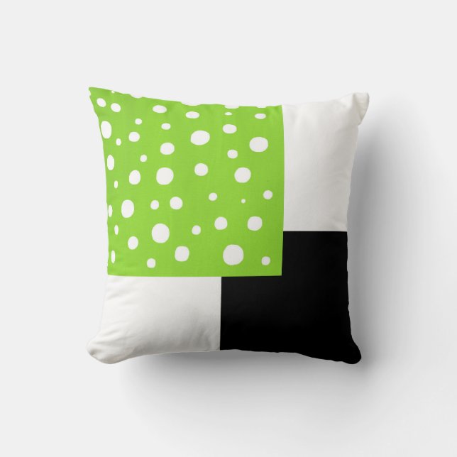 Coussin Lime Blanc Pois noir et blanc géométrique (Recto)