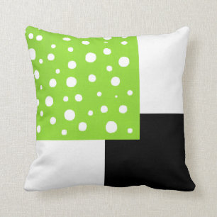 Coussin Lime Blanc Pois noir et blanc géométrique