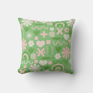 Coussin Lime de Motif Miscellany naturel vert et rose