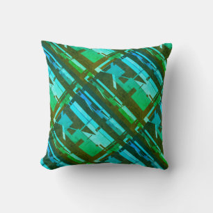 Coussin Lime Green Aqua Diagonal Brown Sud-Ouest Look