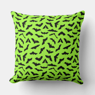 Coussin Lime Green Bat Motif Halloween