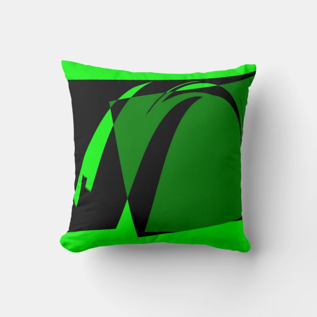 Coussin Lime Green Black Retro Art Déco Abstrait (Recto)