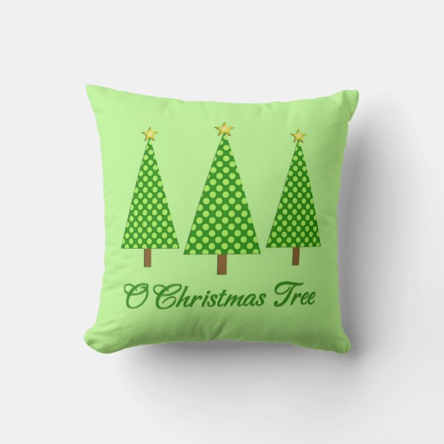 Coussin Lime Green Polka Dot Arbres de Noël modernes (Recto)