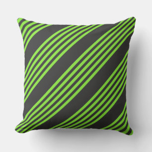 Coussin Lime vert et charbon de bois cinq bandes motif