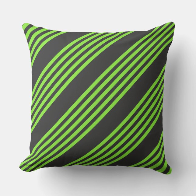 Coussin Lime vert et charbon de bois cinq bandes motif (Recto)