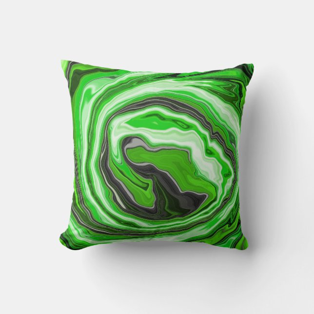 Coussin Lime vert et marbre noir comme des flûtes Fluid Ar (Recto)