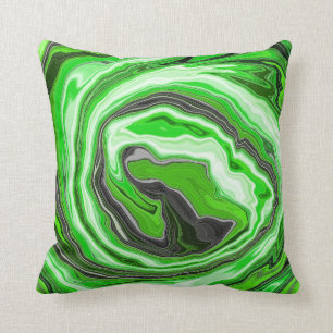 Coussin Lime vert et marbre noir comme des flûtes Fluid Ar