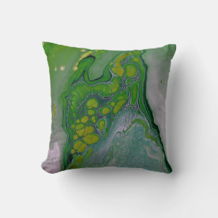 Coussin Lime vert jaune Fluide Marbre Liquide Art Thon