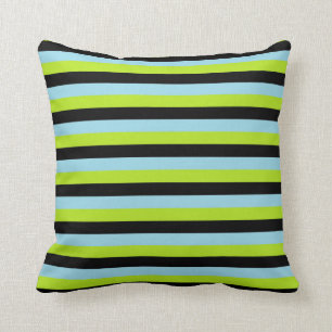 Coussin Lime Vert, noir et bleu pastel