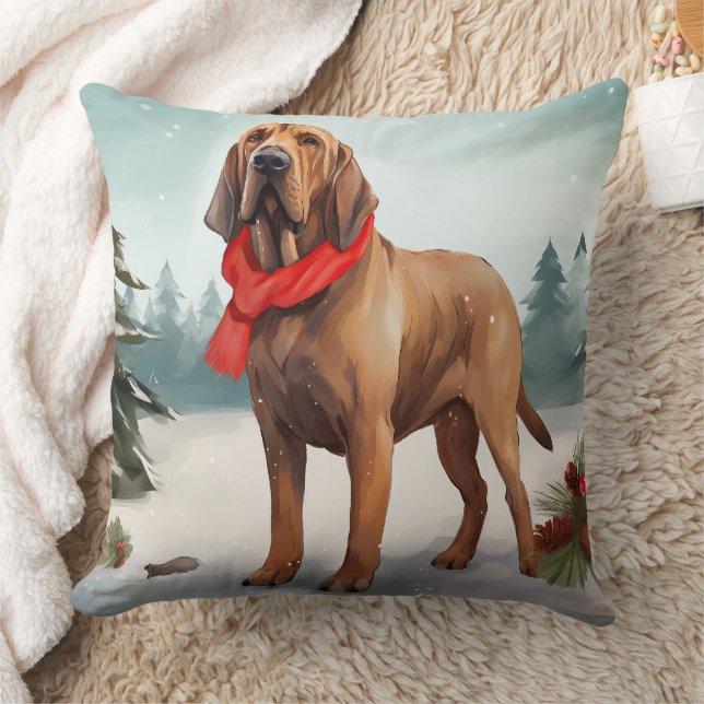 Coussin Limier de sang dans la neige Noël (Couverture)