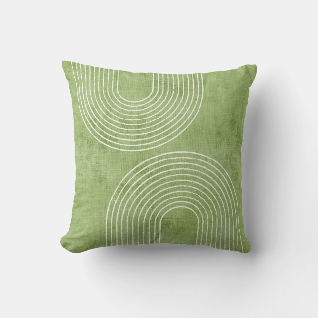 Coussin Lin vert citron minimaliste (Recto)