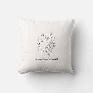 Coussin Line Art Face Botanical Be Kind Eco Friendly