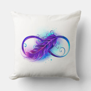 Coussin L'infini avec plume violette