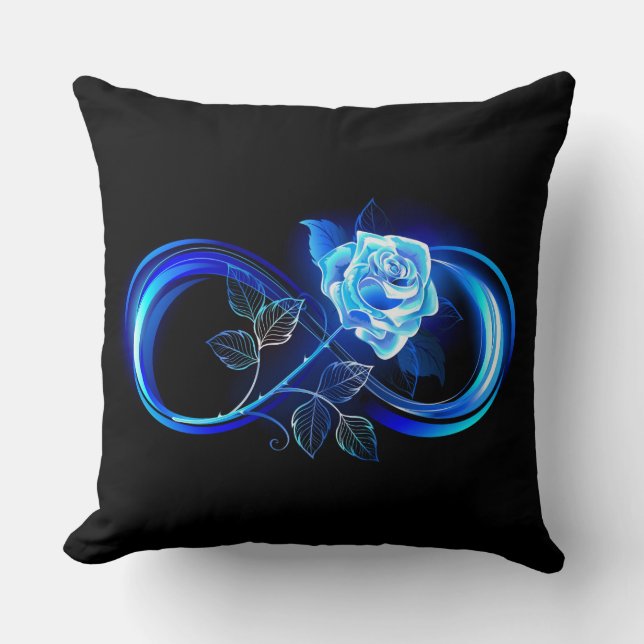 Coussin L'infini lumineux avec une rose bleue (Recto)