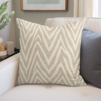 Coussin Linge Beige et Taupe Zebra Imprimer