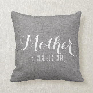 Coussin Linge blanc gris personnalisé cadeau de fête des m
