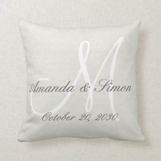 Coussin Linge de Crème Russe Regarder Mariage de monogramm