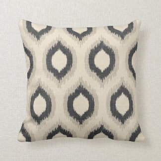 Coussin Linge rustique en beige et gris Ikat Imprimer