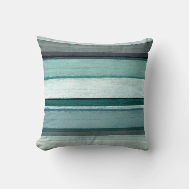 Coussin 'Link' Art Turquoise et gris Abstrait (Recto)