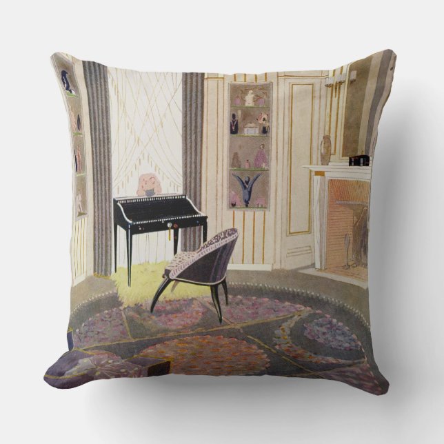 Coussin L'intérieur avec des meubles a conçu par Ruhlmann, (Recto)