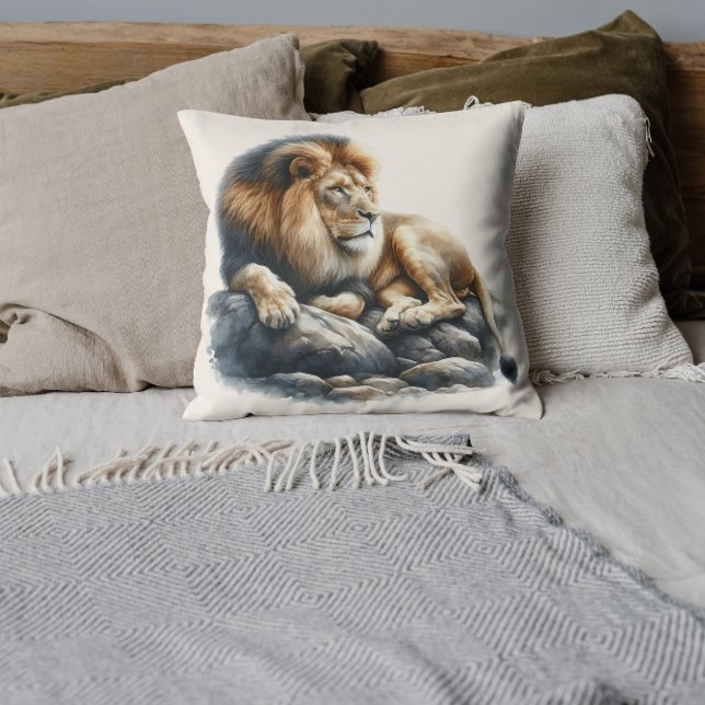 Coussin Lion africain aquarelle (Créateur téléchargé)