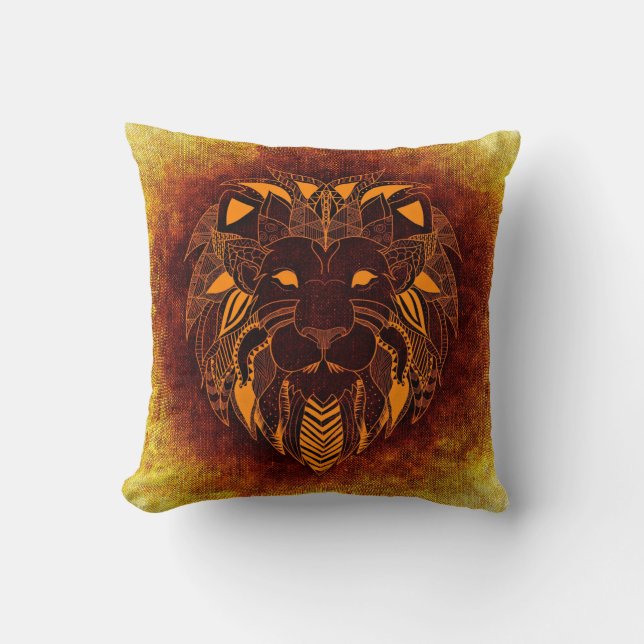 Coussin Lion animal sauvage abstrait (Recto)