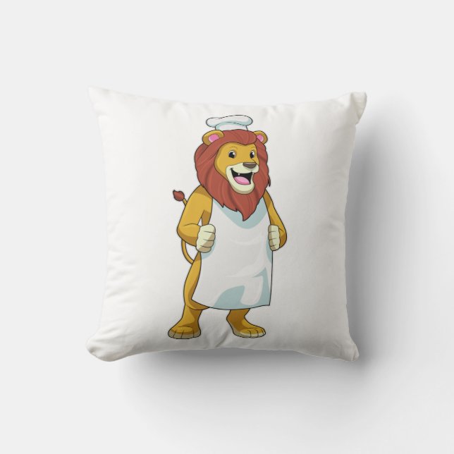 Coussin Lion as Cook with Chef Cooking apron (Recto)