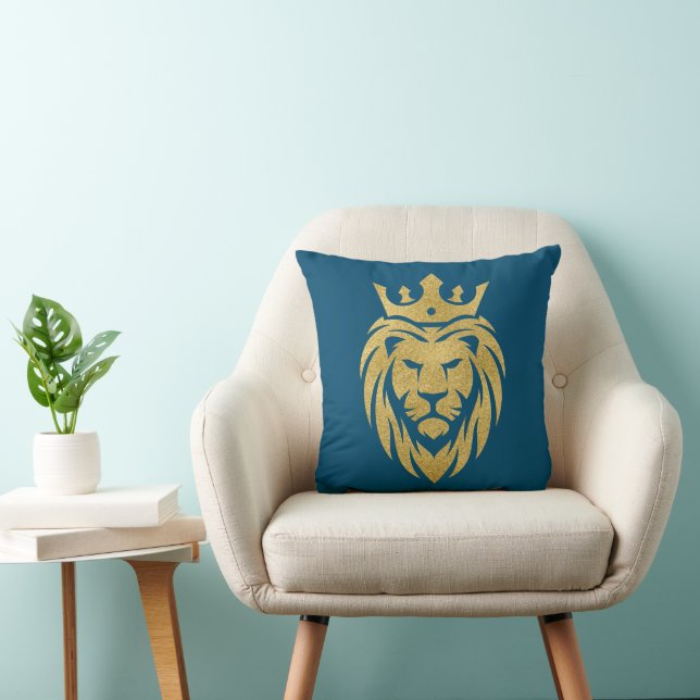 Coussin Lion Avec Couronne - Style Or 3 (Chaise)