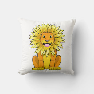 Coussin Lion avec Fleur de tournesol