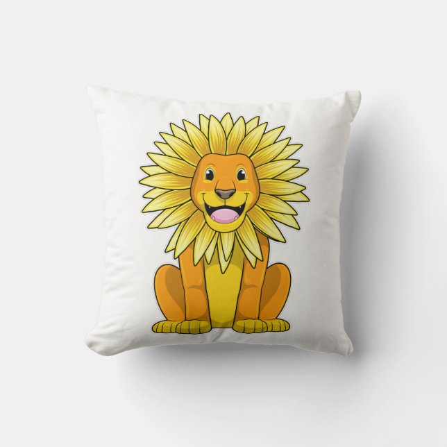 Coussin Lion avec Fleur de tournesol (Recto)