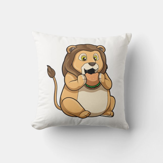 Coussin Lion avec hamburger (Recto)