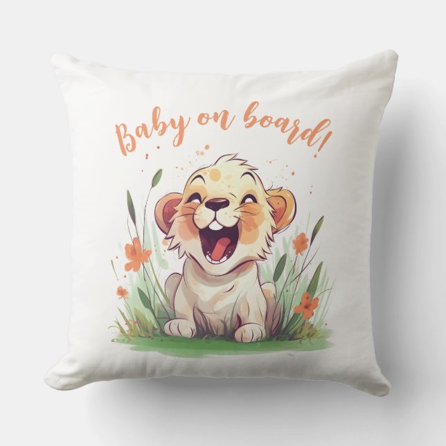Coussin Lion Baby shower Thématique Jeu d'oreiller (Recto)