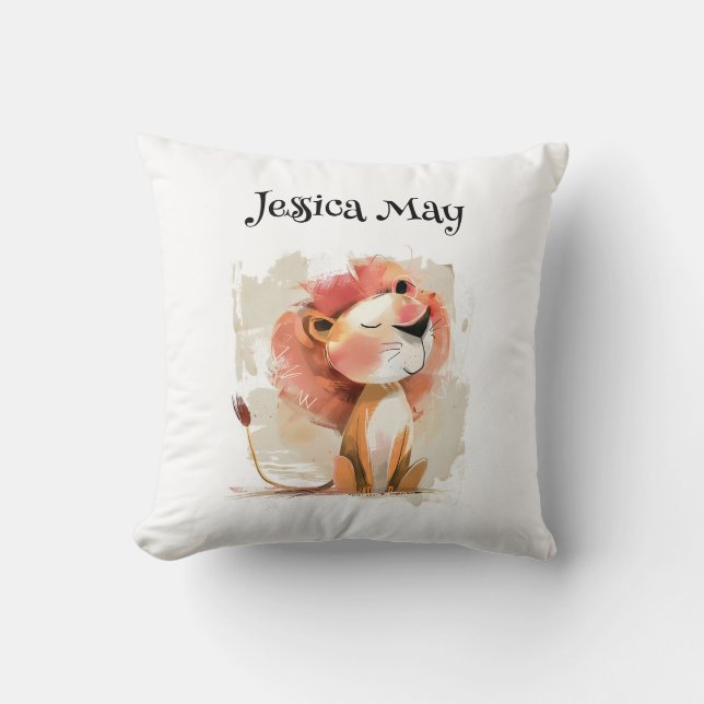 Coussin Lion blanc mignon (Recto)